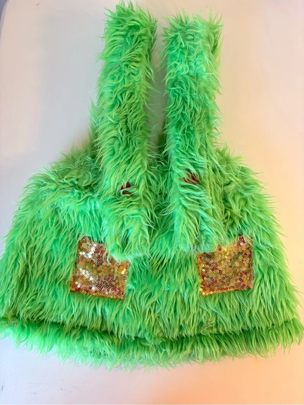 “The Grinch” Green Fuzzy Baby Jumper Dress Size 80 (12-18 months)